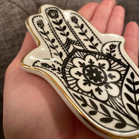 Hamsa trinket ring jewelry dish. Mandala hobo tray - Picture 15 of 15